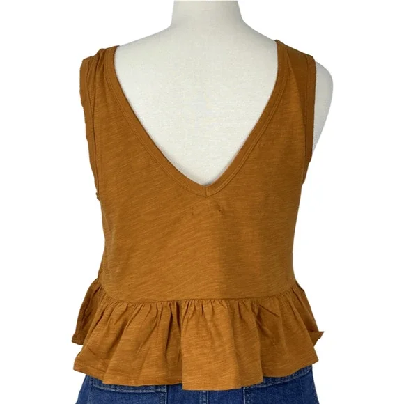Wild Fable Rust Heritage Peplum V-Neck Tank Top Size Small - Picture 3 of 9